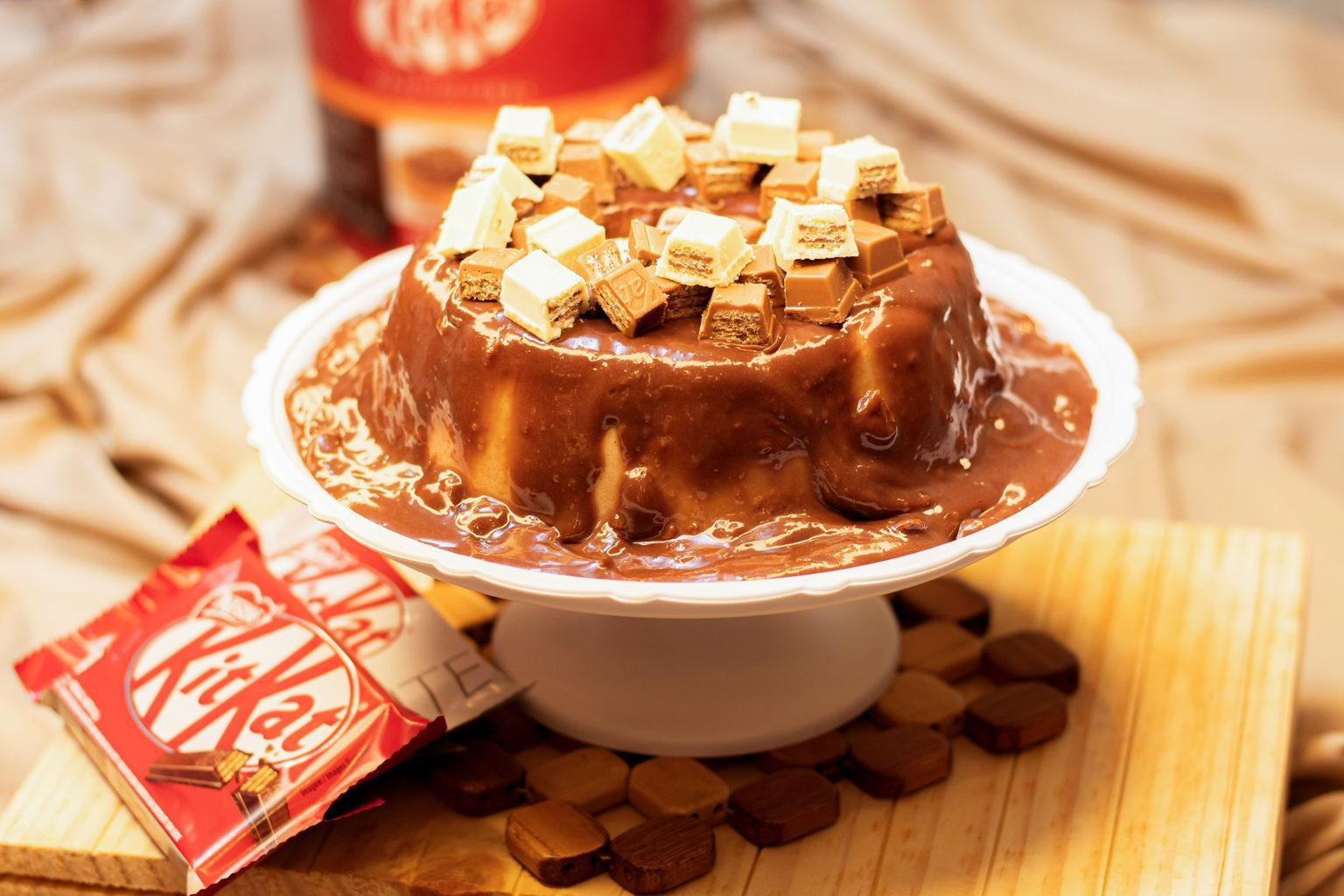 PUDIM DE KIT KAT + COBERTURA DE KIT KAT